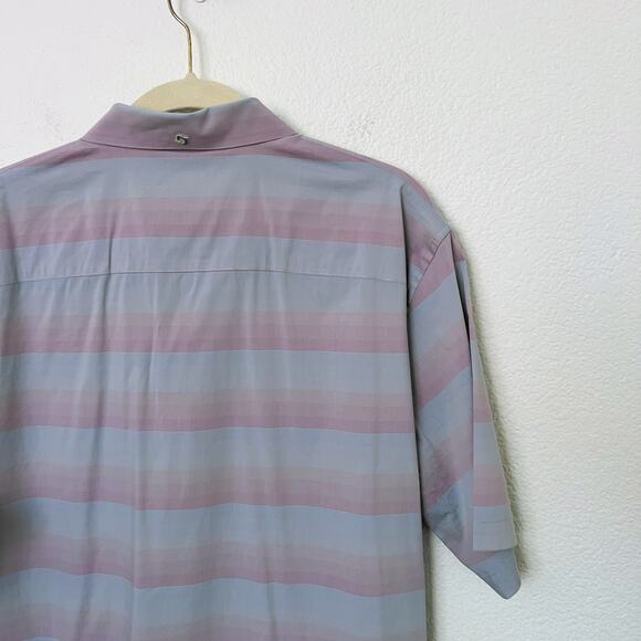 [Travis Mathew] Increments Blue Pink Striped Short Sleeve Button Down Shirt XL - Picture 8 of 13
